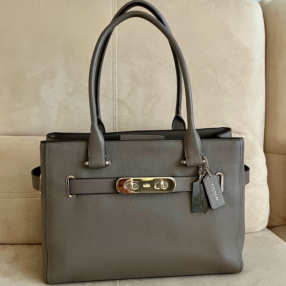 Coach Leather Handbag, Satchel, Tote - Picture 2 of 14